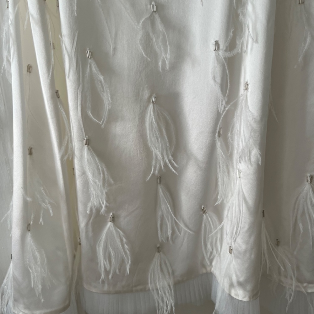 NWT Hill House Dolly Robe Dress | Silk Bridal Robe with Feathers - Picture 5 of 7